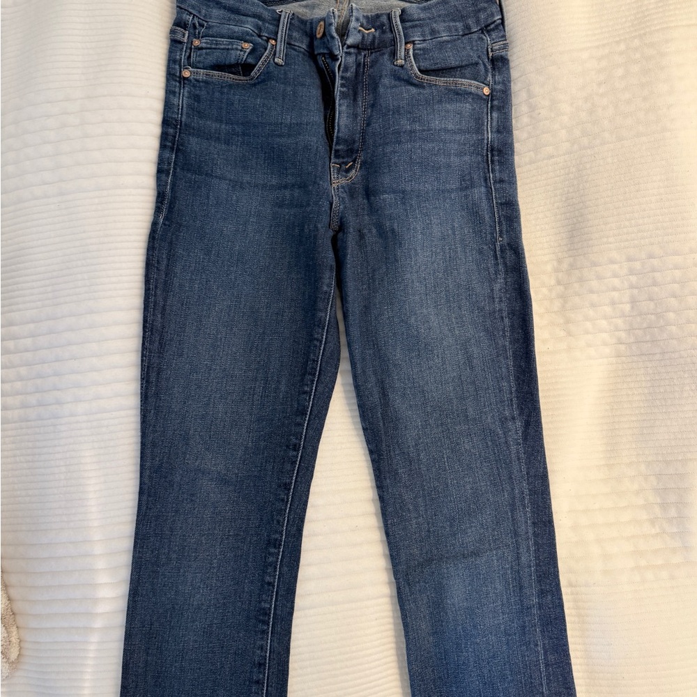MOTHER Straight-Leg Jeans in Dark Blue Denim